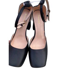 Waucuw Womens Black Square Toe Platform Heel Shoes Size 41